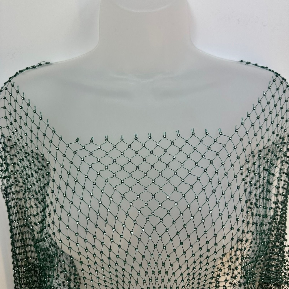 Like an Angel Hunter Green Rhinestone Fishnet Mesh Top 3X 39200X Stretch Sheer